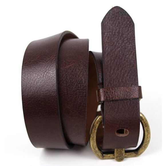 HandCrafted BROWN GENUINE LEATHER 1 3/8"Wd DRESS CASUAL MEN'S BELT Sz 34 (A55 - Picture 1 of 9